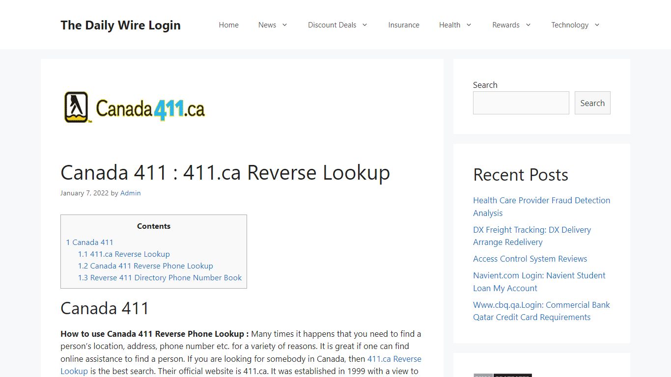 Canada 411 : 411.ca Reverse Lookup - The Daily Wire Login